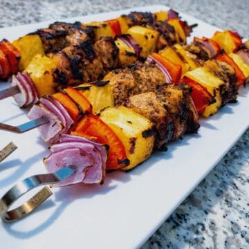 Grilled Caribbean Chicken Kebab Pineapple Table